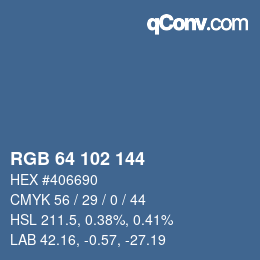 颜色代码: RGB 64 102 144 | qconv.com