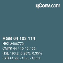 カラーコード: RGB 64 103 114 | qconv.com