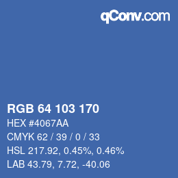 Color code: RGB 64 103 170 | qconv.com