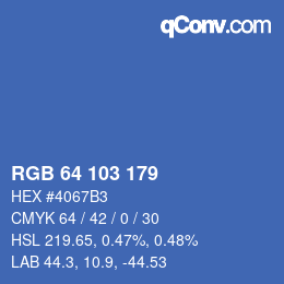 Color code: RGB 64 103 179 | qconv.com