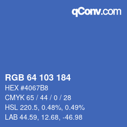 Color code: RGB 64 103 184 | qconv.com