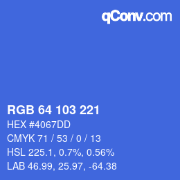 カラーコード: RGB 64 103 221 | qconv.com