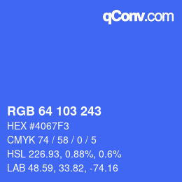 Color code: RGB 64 103 243 | qconv.com