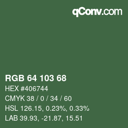 Color code: RGB 64 103 68 | qconv.com