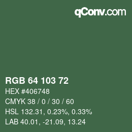 Color code: RGB 64 103 72 | qconv.com