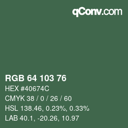 Color code: RGB 64 103 76 | qconv.com