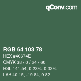 Color code: RGB 64 103 78 | qconv.com