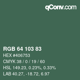 カラーコード: RGB 64 103 83 | qconv.com