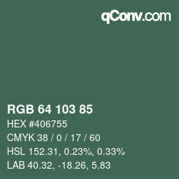 Color code: RGB 64 103 85 | qconv.com