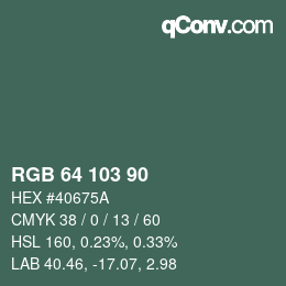 Color code: RGB 64 103 90 | qconv.com