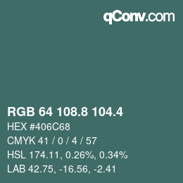 カラーコード: RGB 64 108.8 104.4 | qconv.com