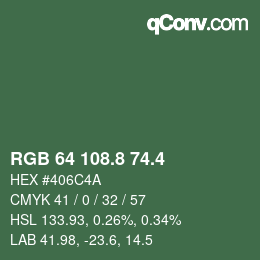 カラーコード: RGB 64 108.8 74.4 | qconv.com