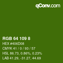 カラーコード: RGB 64 109 8 | qconv.com