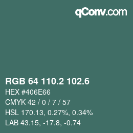 カラーコード: RGB 64 110.2 102.6 | qconv.com