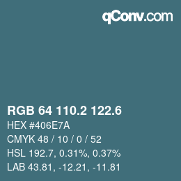 カラーコード: RGB 64 110.2 122.6 | qconv.com