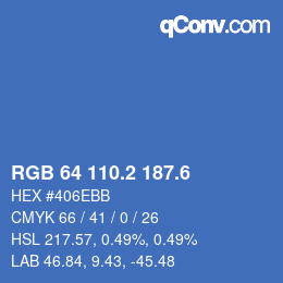 カラーコード: RGB 64 110.2 187.6 | qconv.com