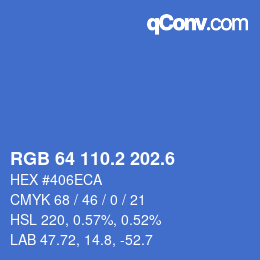 カラーコード: RGB 64 110.2 202.6 | qconv.com