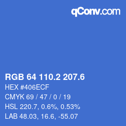 カラーコード: RGB 64 110.2 207.6 | qconv.com