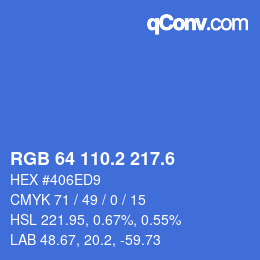 カラーコード: RGB 64 110.2 217.6 | qconv.com