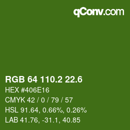 カラーコード: RGB 64 110.2 22.6 | qconv.com