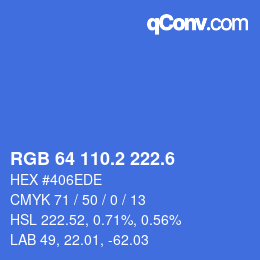 カラーコード: RGB 64 110.2 222.6 | qconv.com