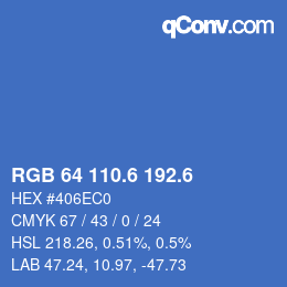 カラーコード: RGB 64 110.6 192.6 | qconv.com