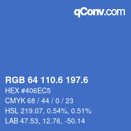カラーコード: RGB 64 110.6 197.6 | qconv.com