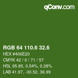 カラーコード: RGB 64 110.6 32.6 | qconv.com