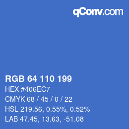 Color code: RGB 64 110 199 | qconv.com