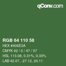 Color code: RGB 64 110 58 | qconv.com