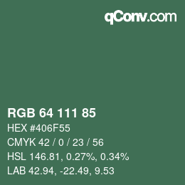 Color code: RGB 64 111 85 | qconv.com