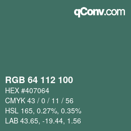 Código de color: RGB 64 112 100 | qconv.com