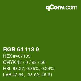 カラーコード: RGB 64 113 9 | qconv.com