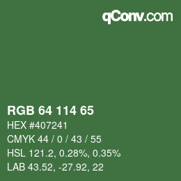Color code: RGB 64 114 65 | qconv.com