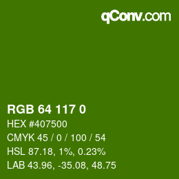 Color code: RGB 64 117 0 | qconv.com