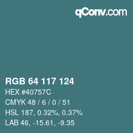 Color code: RGB 64 117 124 | qconv.com