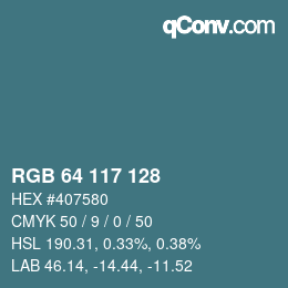 Color code: RGB 64 117 128 | qconv.com