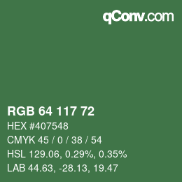 Farbcode: RGB 64 117 72 | qconv.com