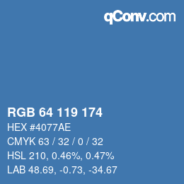 Color code: RGB 64 119 174 | qconv.com