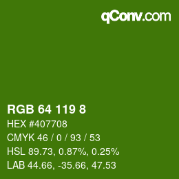 Color code: RGB 64 119 8 | qconv.com