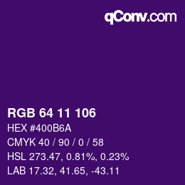 颜色代码: RGB 64 11 106 | qconv.com