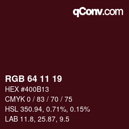 Color code: RGB 64 11 19 | qconv.com