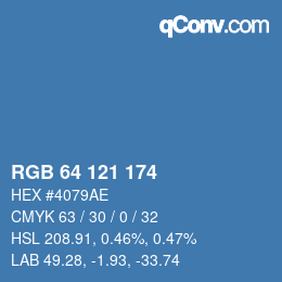 Color code: RGB 64 121 174 | qconv.com