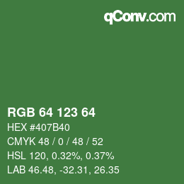 Code couleur: RGB 64 123 64 | qconv.com