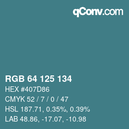 Color code: RGB 64 125 134 | qconv.com