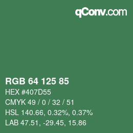 Color code: RGB 64 125 85 | qconv.com