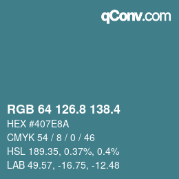 カラーコード: RGB 64 126.8 138.4 | qconv.com