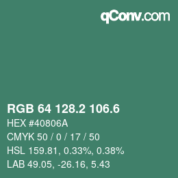 カラーコード: RGB 64 128.2 106.6 | qconv.com
