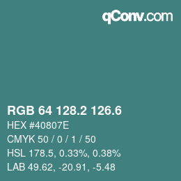カラーコード: RGB 64 128.2 126.6 | qconv.com