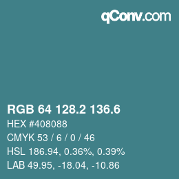 カラーコード: RGB 64 128.2 136.6 | qconv.com